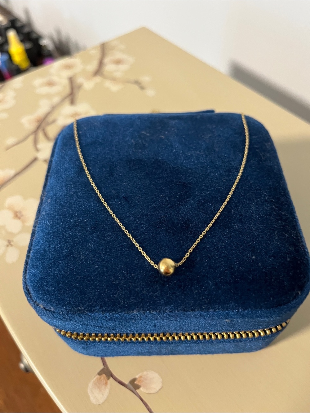 18kt Gold Over 925 Silver Single Bead Necklace - Women Jewelry - 5mm